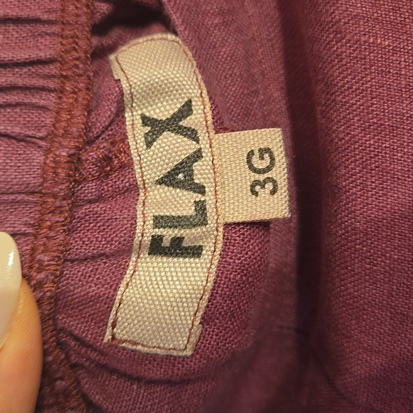 Flax Linen Tapered Ankle Elastic Waist Pocket Cuff Slit Pullon Pants NWOT - Picture 7 of 8